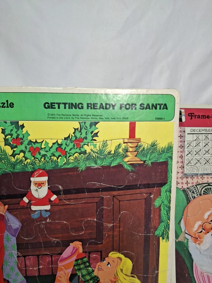 2 Rainbow Works 1973 Frame-Tray Puzzles Letters to Santa/Getting Ready For Santa - Image 3 of 4