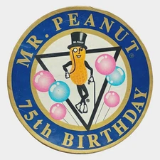 Vintage 1981 Planters Mr Peanut 75th Birthday Cork Backed Coaster Advertising