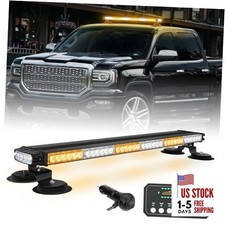 28.4" 80 LED Roof Top Strobe Light Bar Amber White Emergency Amber/White