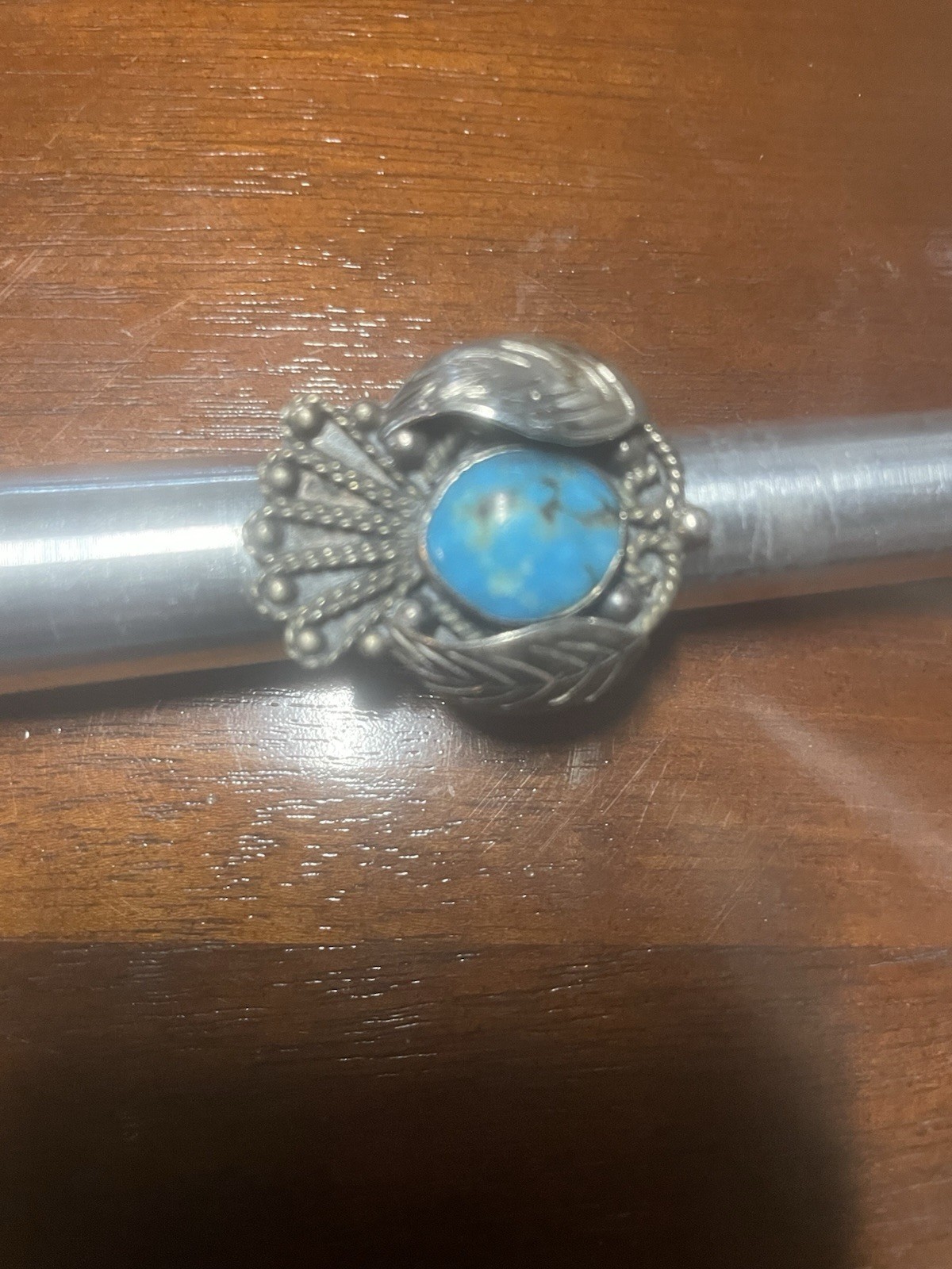 Native American turquoise Thunderbird ring size 6 - image 1