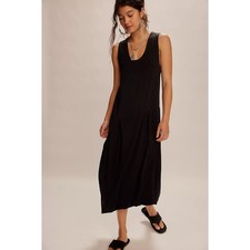 Free People Free-est Monika Midi Dress Asymmetrical Black Sleeveless XS 280957