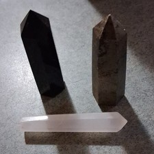Set of 3 Crystal Healing Wands - Black, Brown, Clear