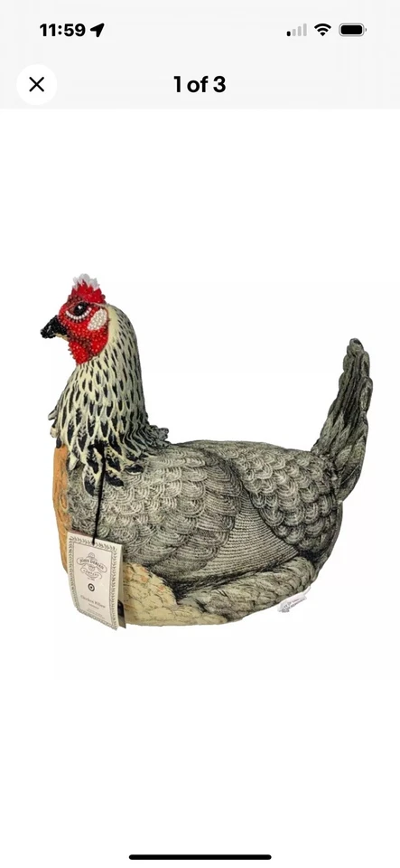 New Beaded Chicken Shaped Pillow By John Derian For Target Fall 2024 14” Tall - Image 2 of 3