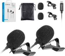 BOYA Dual Lavalier Microphone, 6M Clip-on Lapel Mic for Video Recording HSBYM3D1