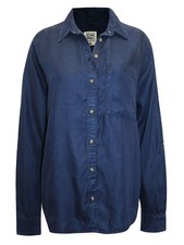 INDIGO Lyocell Denim Roll Sleeve Shirt - Plus Size 16 to 22