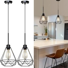 Pendant Light Hanging Lights Fixture - Black Industrial 2-Pack 7.18 x 61 Inch 