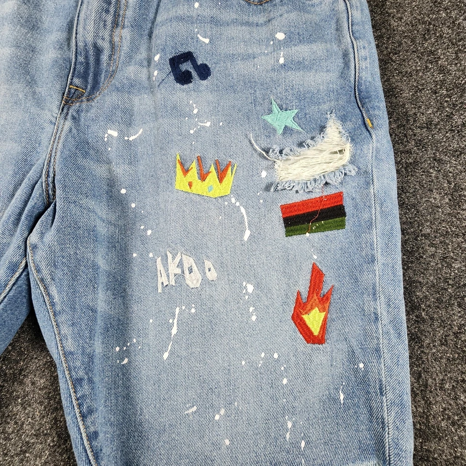 Pantalones Cortos de Jean de Denim AKOO No Rivals Para Hombre 38 Hip Hop Ropa de Calle Patinador Y2K Foto 3 de 4