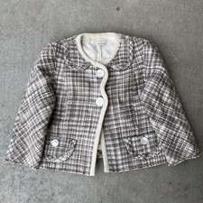 Vintage Women’s Marc Jacob’s Tweed Jacket Greige Size 12 Bergdorf Goodman Wool