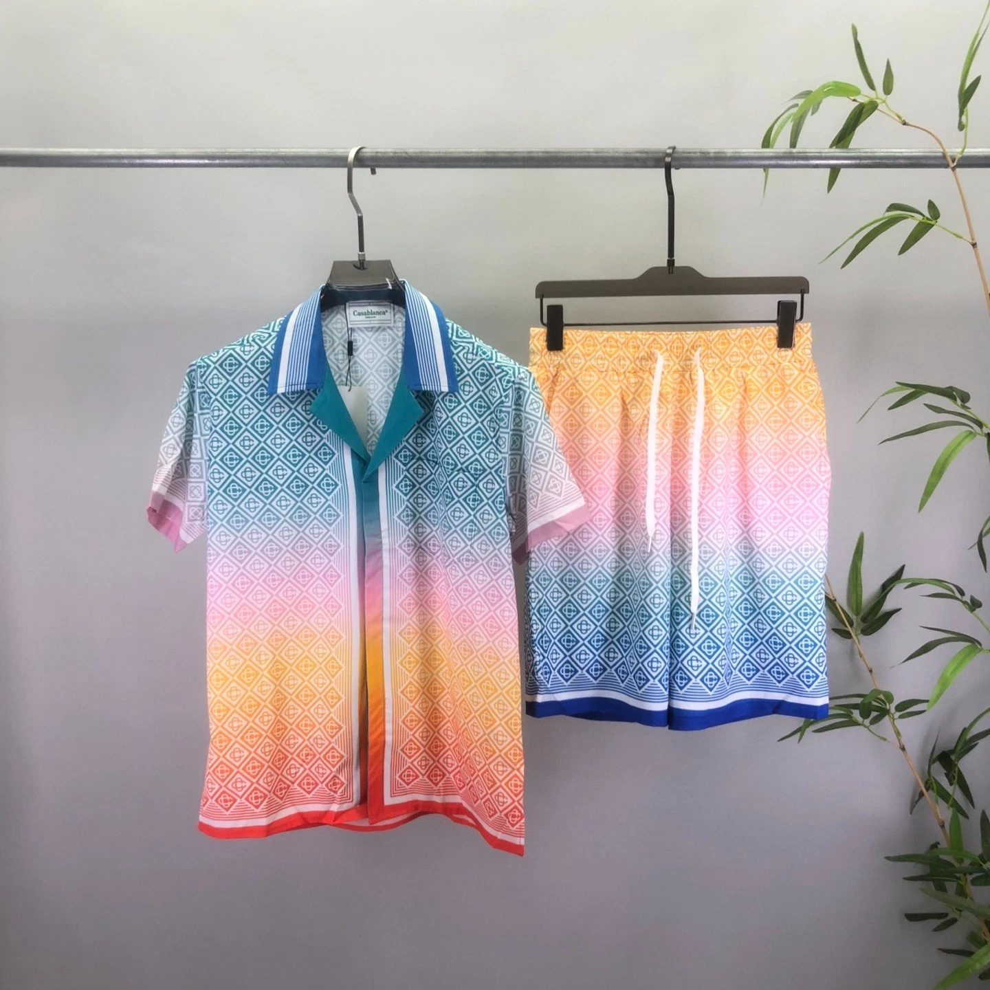 Casablanca high-end vacation shirt shorts, Hawaii beach vacation set