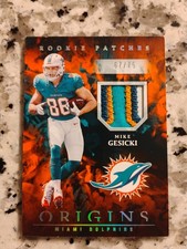 2018 Panini Origins - Rookie Jumbo Patch Autographs Mike Gesicki #119 MEM, RC)