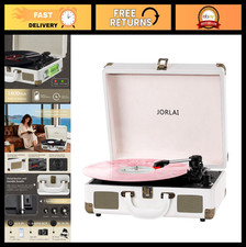Vintage Bluetooth Record Player - 3 Speed Turntable, Portable Suitcase, Stereo S