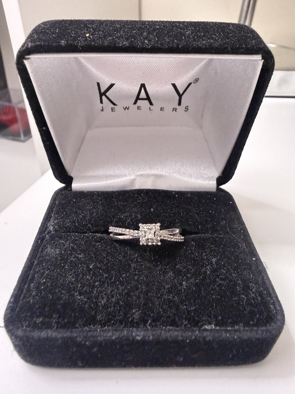 Kay Jewelers Diamond Princess-Cut 10k White Gold Prong promise Ring