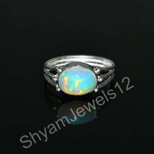 Echter Äthiopischer Feueropal Edelstein Ring Oktober Geburtsstein Schmuck