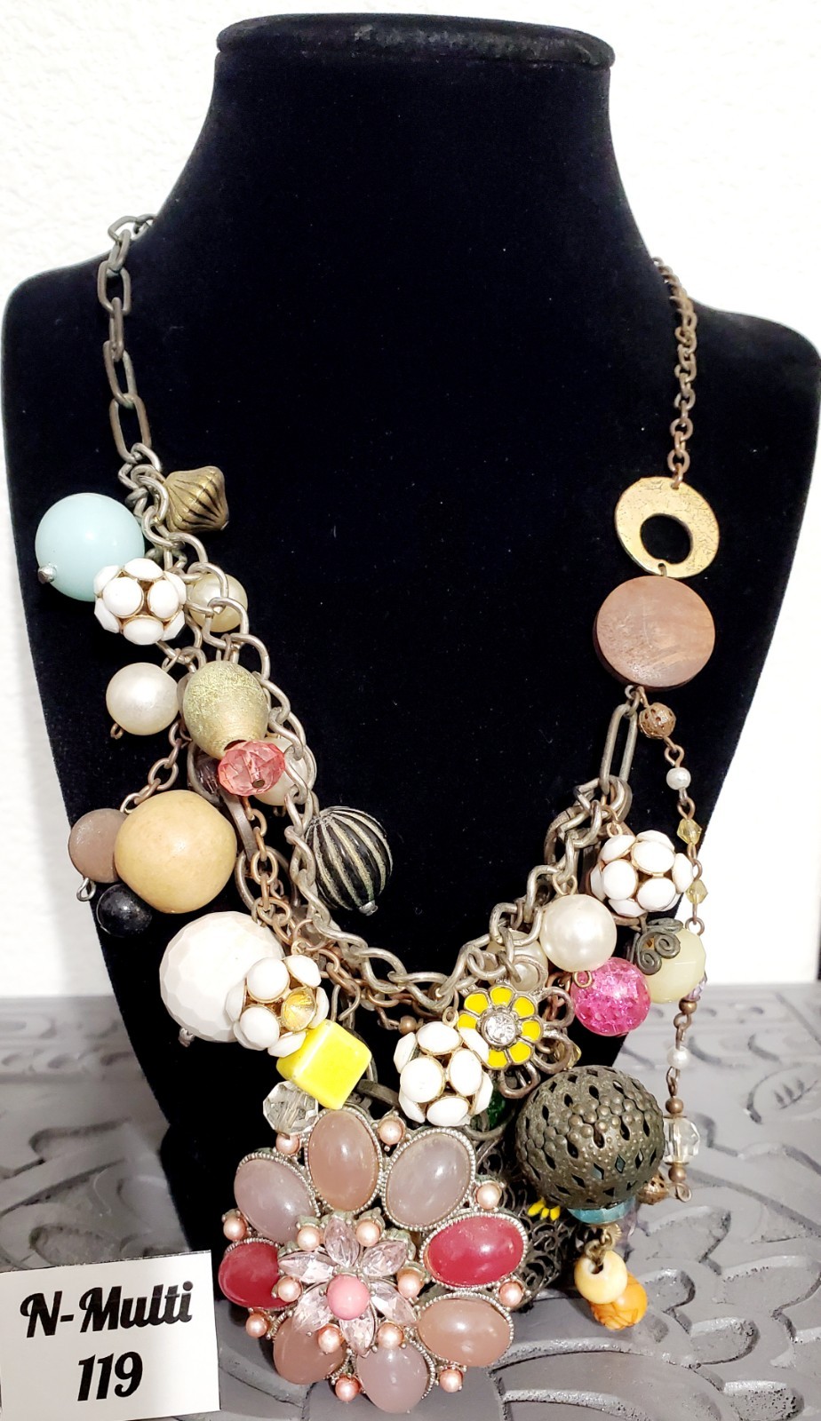 Touch Piece Multi-Charm Statement Necklace - image 1