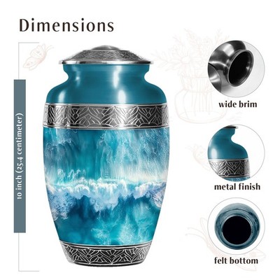 Oceanwaves Crest Urns for Human Ashes Father, Handcrafted Urn (10 Inch)