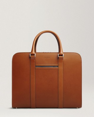 Carl Friedrik Palissy Double Briefcase Cognac Smooth Leather