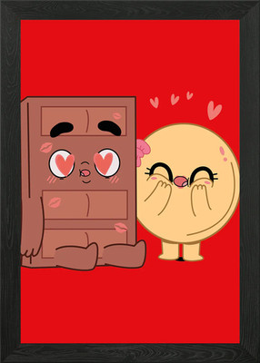 Choco And Pancake Couples Love Framed Wall Art Poster Canvas Print Picture