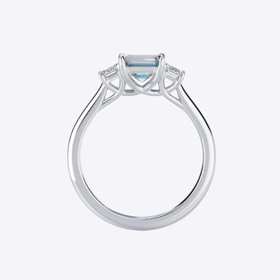 14K White Gold Diamond Ring IGI Fancy Vivid Blue Emerald Cut 2.30