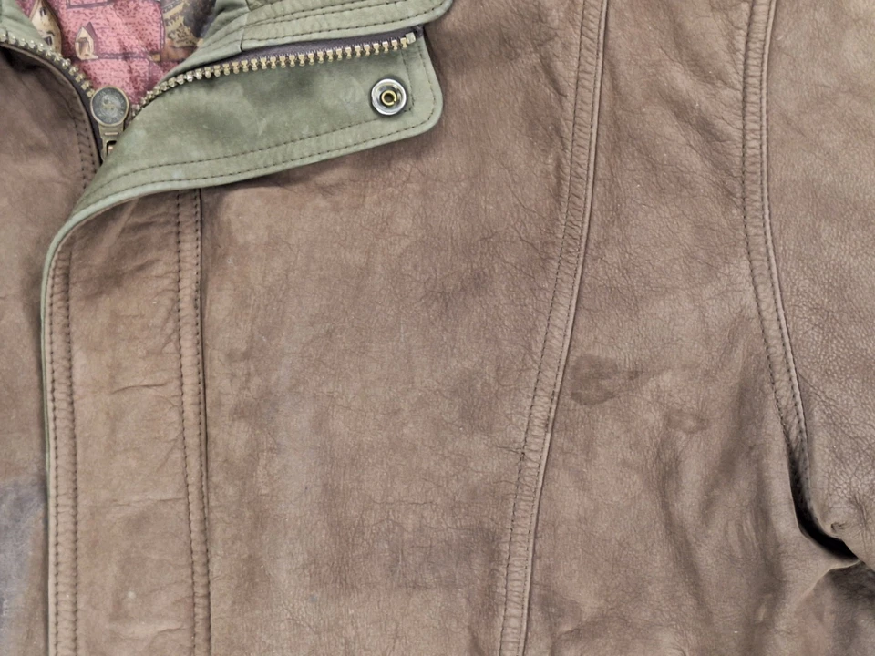 Chaqueta Bomber De Colección Expressions Worldwide 100% Cuero Marrón Talla MEDIANA Cremallera Foto 4 de 4