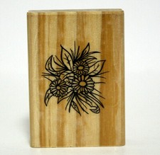Scrapbooking PaperCrafts Stamp Floral Bouquet Daisy Leaves Rubber Wood