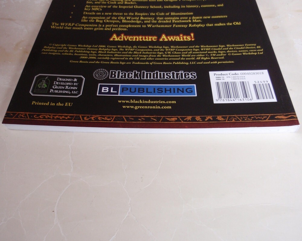 THE WFRP COMPANION - WFRP2 - WARHAMMER FANTASY ROLEPLAY - BLACK