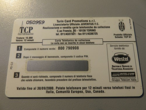 SCHEDA TELEFONICA JUVENTUS FC 2000 Carta Telefonica da collezione NUOVA - Imagen 3 de 4