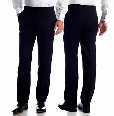 NEU RALPH LAUREN Herren Schwarz Wolle Flache Stretch Tuxedo Anzug Hosen 34W 44 - Bild 1 von 4