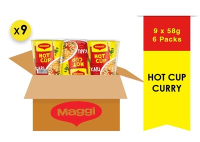 1 carton box HOT Cup   Maggi ''CURRY'' Flavour (9 x 6 x 58 grams) from Malaysia