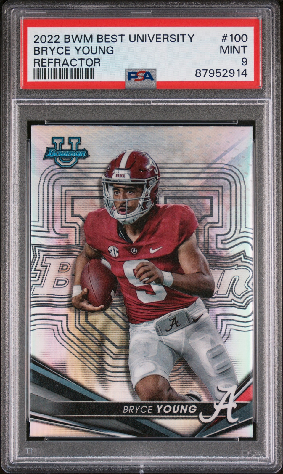 2022 Bowman s Best University 100 Bryce Young Refractor PSA 9 Alabama 2022-bowman-s-best-university-100-bryce-young-refractor-psa-9-alabama