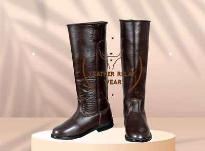 Horse Riding Boots Leather Ankle Cavalry Mens Boots Size 8.5 Dark Brown, Western