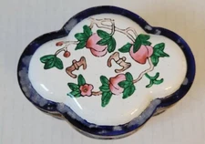 Chinese Box 1900s Peaches & Branch Enamel Trinket Jewelry Box  Wedding Symbols