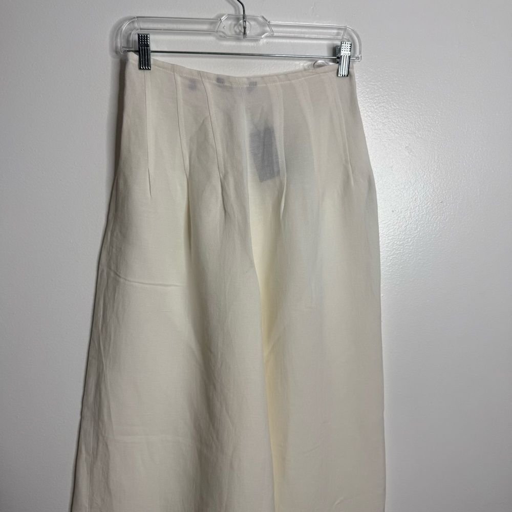 NWT Massimo Dutti Wide Leg Pleated Trousers In White Size 2 thumbnail 5
