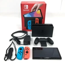 Nintendo Switch OLED 64GB Neon Red Blue w/ Joy Con + Dock + Charger +HDMI+Box