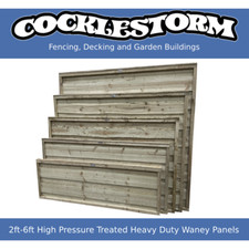 2ft-6ft High x 6ft Wide Heavy Duty Waney Lap Timber Garden Fence Panel Tanalised