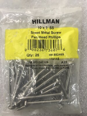 Hillman 44406 Stainless Steel Sheet Metal Screws - 10 X 1-1/2 Inch Brown Phillips 15-Pack