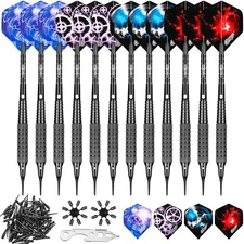 CyeeLife-Soft tip darts set 16g+100 Tips+Tool+16 Flights+12 Fat Aluminum shafts