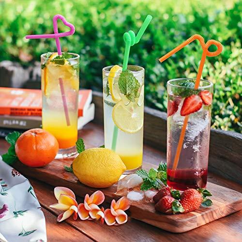 200 Pcs Flexible Plastic Drinking Straws Colorful Disposable Bendy Fancy Straws - Bild 6 von 8