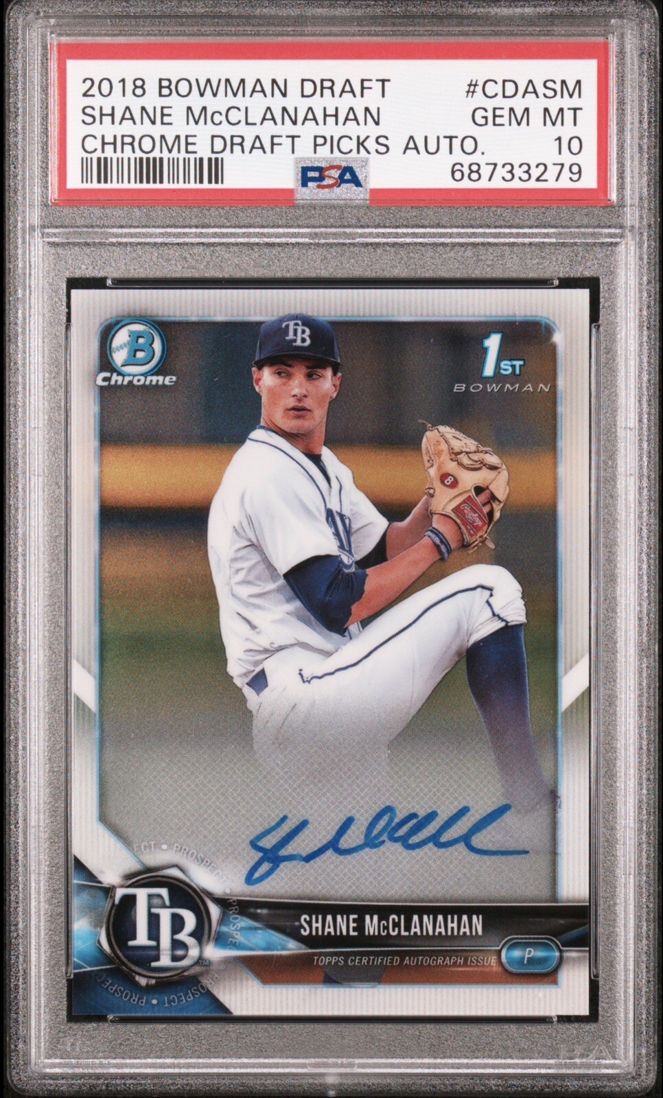 2018 1st Bowman Draft Chrome Shane McClanahan Rookie Draft Picks Auto PSA 10