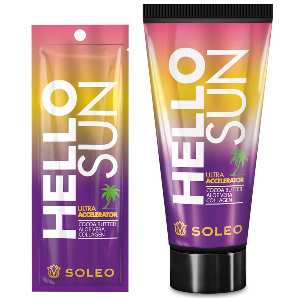 Soleo Hello Sun Ultra Accelerator sunbed tanning lotion cream Bottle or Sachet