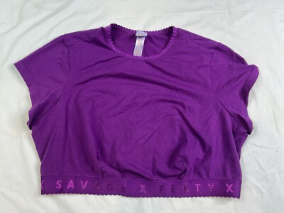 Savage x Fenty Cotton Crop Stretch Crew Neck Purple Color Size 1X A020124