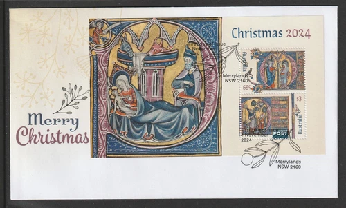 Australia 2024 :  Merry Christmas 2024 - First Day Cover with Mini - Sheet. Used