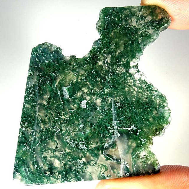 141.80Cts.100%NATURAL GREEN MOSS AGATE SLAB POLISHED ROUGH SPECIMEN FOR