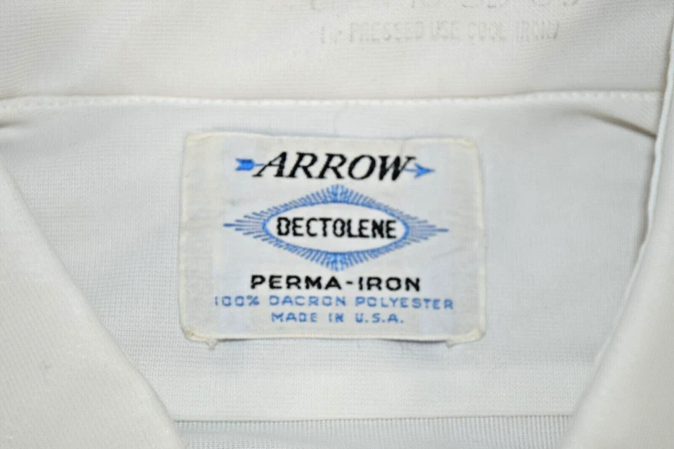 Vintage Long Sleeve Shirt Arrow Size L 60s White Perma Iron Classic Fit Made USA - Image 3 of 4