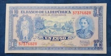 Colombia  …  P-398  …  1 Peso … 1953 ...  Choice  