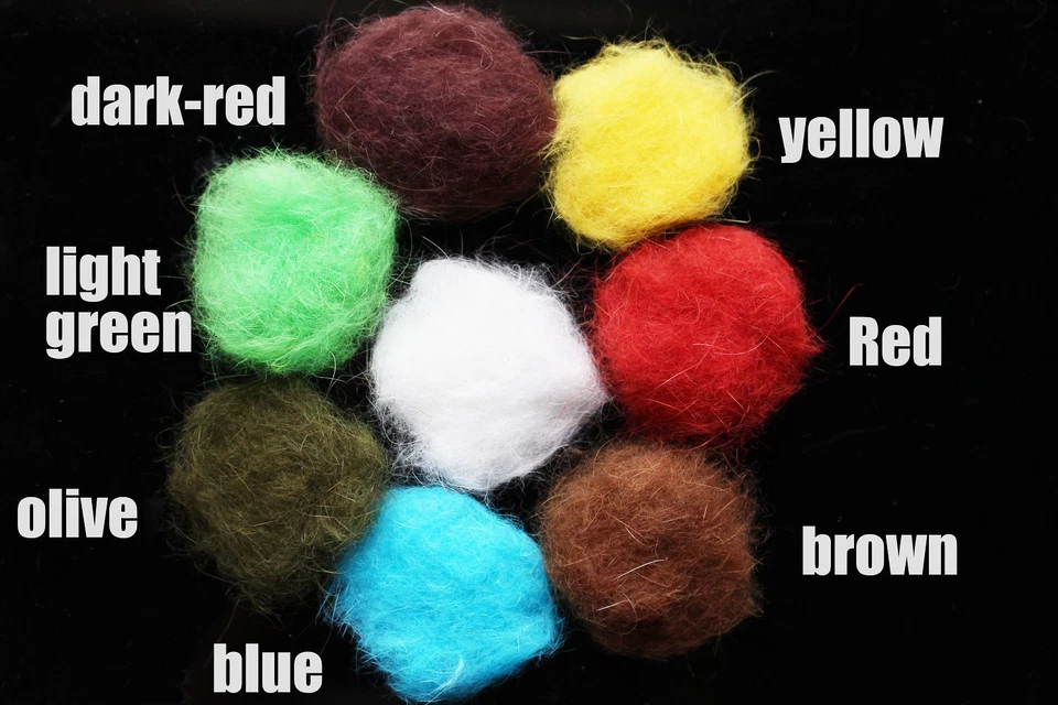 8 paquetes de material para atar moscas dub conejo doblaje fibra de cabello suave ninfa mosca húmeda Foto 3 de 4