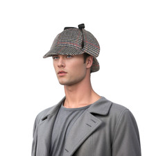 Unisex Deerstalker Hat Sherlock Holmes Style - 100% Wool Tweed Hunting Cap
