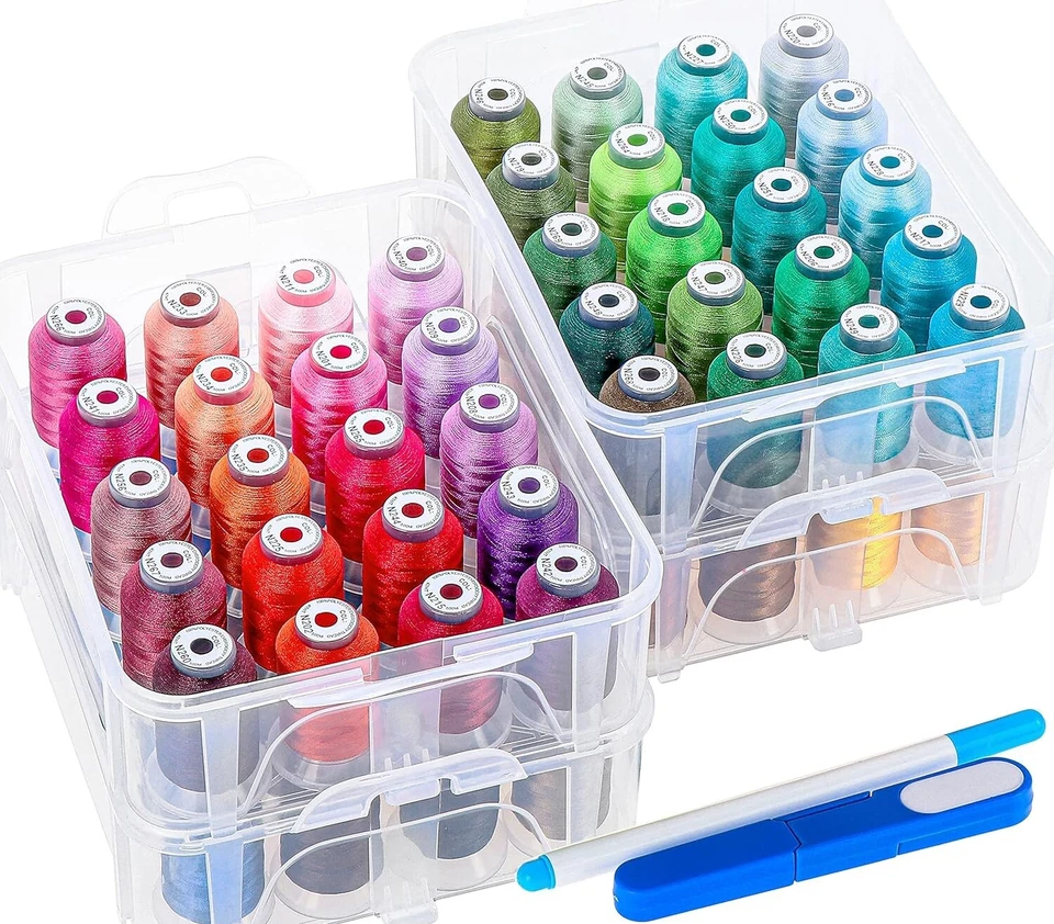 80 Spools 500m Each Embroidery Machine Thread with Clear Plastic Storage Box ... - Image 3 of 4