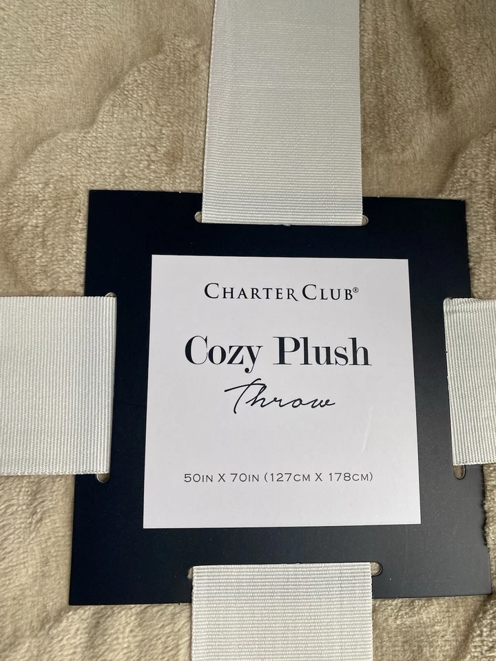 Charter Club Acogedor Tiro de Peluche, Color Beige, 50” x 70”, Poliéster Foto 2 de 4