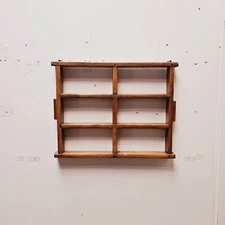 Antique Wood Brick Mold Shot Glass Wall Display Holder