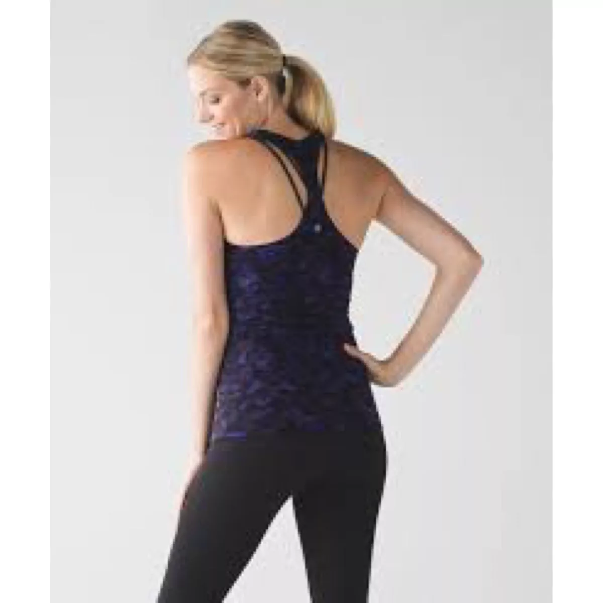 Lululemon Athletica Tank Top Purple Camo Racerback Gym Workout Women's Size  10